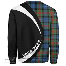 ScotsTee Shop Scottish Curry (Currie) Modern Clan Crest Personalized Tartan Sweatshirt Circle Style Back Shirt with Your Text
