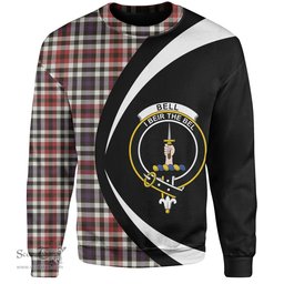 ScotsTee Shop Scottish Bell Border (Bell Southern Bell) Weathered Clan Crest Personalized Tartan Sweatshirt Circle Style Back Shirt with Your Text