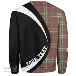 ScotsTee Shop Scottish Currie of Arran Weathered Clan Crest Personalized Tartan Sweatshirt Circle Style Back Shirt with Your Text