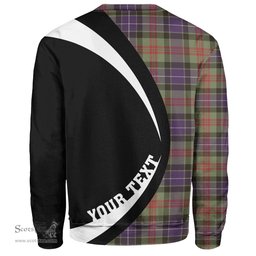 ScotsTee Shop Scottish Curry (Currie) Weathered Clan Crest Personalized Tartan Sweatshirt Circle Style Back Shirt with Your Text