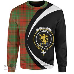 ScotsTee Shop Scottish Cumming Ancient Clan Crest Personalized Tartan Sweatshirt Circle Style Back Shirt with Your Text