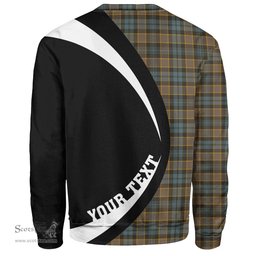 ScotsTee Shop Scottish Campbell of Breadalbane Weathered 2 Clan Crest Personalized Tartan Sweatshirt Circle Style Back Shirt with Your Text