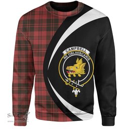 ScotsTee Shop Scottish Campbell of Lochlane Weathered 2 Clan Crest Personalized Tartan Sweatshirt Circle Style Back Shirt with Your Text
