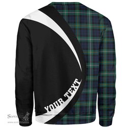 ScotsTee Shop Scottish Campbell of Loudon (Campbell Louden) Modern 2 Clan Crest Personalized Tartan Sweatshirt Circle Style Back Shirt with Your Text