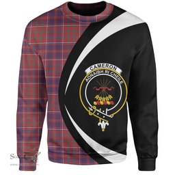 ScotsTee Shop Scottish Cameron of Locheil Weathered 2 Clan Crest Personalized Tartan Sweatshirt Circle Style Back Shirt with Your Text