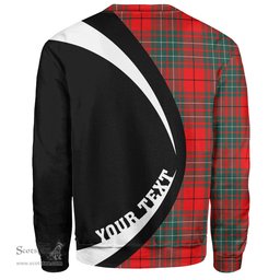ScotsTee Shop Scottish Cheyne Clan Crest Personalized Tartan Sweatshirt Circle Style Back Shirt with Your Text