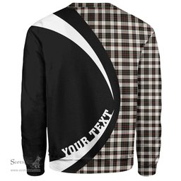 ScotsTee Shop Scottish Brodie Black & White Clan Crest Personalized Tartan Sweatshirt Circle Style Back Shirt with Your Text