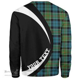 ScotsTee Shop Scottish Colquhoun Ancient Clan Crest Personalized Tartan Sweatshirt Circle Style Back Shirt with Your Text
