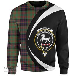 ScotsTee Shop Scottish Cochrane (Cochran) Modern Clan Crest Personalized Tartan Sweatshirt Circle Style Back Shirt with Your Text