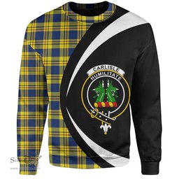 ScotsTee Shop Scottish Carlisle (Carlill) Modern Clan Crest Personalized Tartan Sweatshirt Circle Style Back Shirt with Your Text