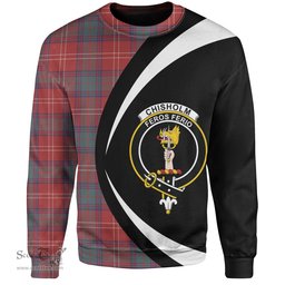 ScotsTee Shop Scottish Chisholm Weathered Clan Crest Personalized Tartan Sweatshirt Circle Style Back Shirt with Your Text