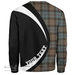 ScotsTee Shop Scottish Campbell of Cawdor Weathered 2 Clan Crest Personalized Tartan Sweatshirt Circle Style Back Shirt with Your Text