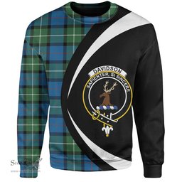 ScotsTee Shop Scottish Davidson Ancient Clan Crest Personalized Tartan Sweatshirt Circle Style Back Shirt with Your Text