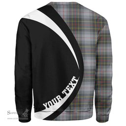 ScotsTee Shop Scottish Brodie Silver (Brodie Muted) Modern Clan Crest Personalized Tartan Sweatshirt Circle Style Back Shirt with Your Text
