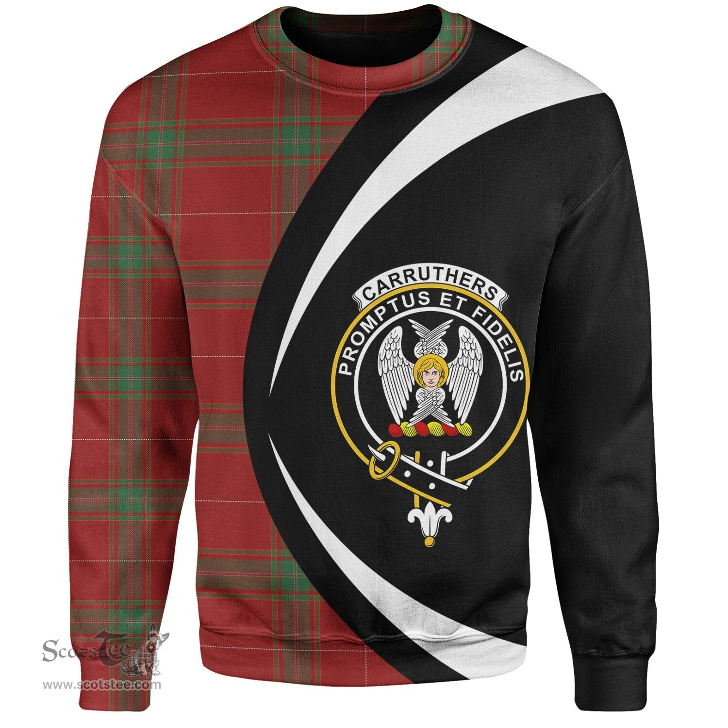 ScotsTee Shop Scottish Carruthers Modern Clan Crest Personalized Tartan Sweatshirt Circle Style Back Shirt with Your Text