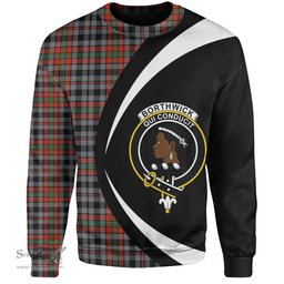 ScotsTee Shop Scottish Borthwick Ancient Clan Crest Personalized Tartan Sweatshirt Circle Style Back Shirt with Your Text