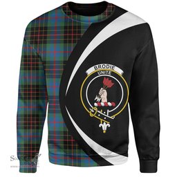 ScotsTee Shop Scottish Brodie Hunting Modern Clan Crest Personalized Tartan Sweatshirt Circle Style Back Shirt with Your Text