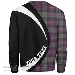 ScotsTee Shop Scottish Cameron of Erracht 3 Weathered 2 Clan Crest Personalized Tartan Sweatshirt Circle Style Back Shirt with Your Text