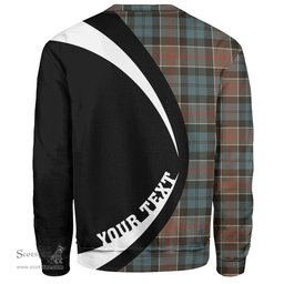 ScotsTee Shop Scottish Colquhoun Weathered Clan Crest Personalized Tartan Sweatshirt Circle Style Back Shirt with Your Text