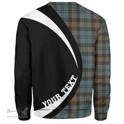 ScotsTee Shop Scottish Campbell of Glenlyon Weathered 2 Clan Crest Personalized Tartan Sweatshirt Circle Style Back Shirt with Your Text