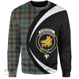 ScotsTee Shop Scottish Campbell of Glenlyon Weathered 2 Clan Crest Personalized Tartan Sweatshirt Circle Style Back Shirt with Your Text