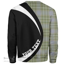 ScotsTee Shop Scottish Currie Weathered Clan Crest Personalized Tartan Sweatshirt Circle Style Back Shirt with Your Text