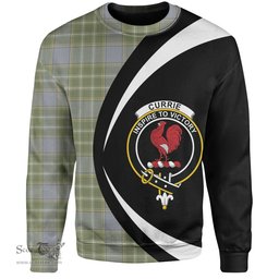ScotsTee Shop Scottish Currie Weathered Clan Crest Personalized Tartan Sweatshirt Circle Style Back Shirt with Your Text