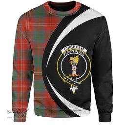 ScotsTee Shop Scottish Chisholm Ancient Clan Crest Personalized Tartan Sweatshirt Circle Style Back Shirt with Your Text
