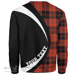 ScotsTee Shop Scottish Cunningham Ancient Clan Crest Personalized Tartan Sweatshirt Circle Style Back Shirt with Your Text