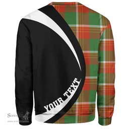 ScotsTee Shop Scottish Brisbane Ancient Clan Crest Personalized Tartan Sweatshirt Circle Style Back Shirt with Your Text