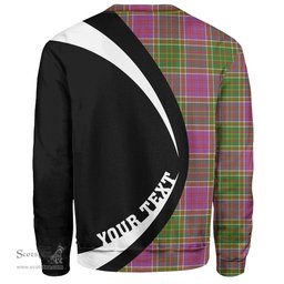 ScotsTee Shop Scottish Bowie Ancient Clan Crest Personalized Tartan Sweatshirt Circle Style Back Shirt with Your Text