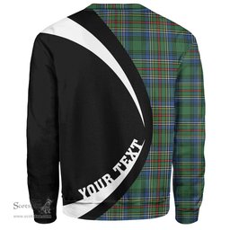 ScotsTee Shop Scottish Cockburn (Coburn) Modern Clan Crest Personalized Tartan Sweatshirt Circle Style Back Shirt with Your Text