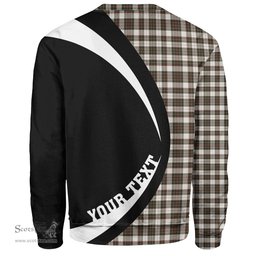 ScotsTee Shop Scottish Brodie Black & White Weathered Clan Crest Personalized Tartan Sweatshirt Circle Style Back Shirt with Your Text