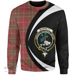 ScotsTee Shop Scottish Burnett Weathered Clan Crest Personalized Tartan Sweatshirt Circle Style Back Shirt with Your Text