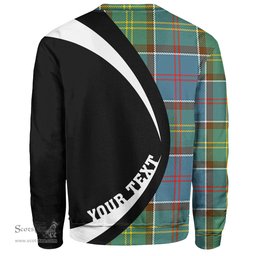 ScotsTee Shop Scottish Colville District Clan Crest Personalized Tartan Sweatshirt Circle Style Back Shirt with Your Text