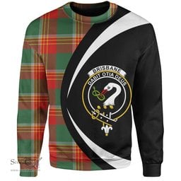 ScotsTee Shop Scottish Brisbane Modern Clan Crest Personalized Tartan Sweatshirt Circle Style Back Shirt with Your Text
