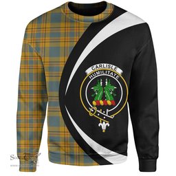 ScotsTee Shop Scottish Carlisle (Carlill) Weathered Clan Crest Personalized Tartan Sweatshirt Circle Style Back Shirt with Your Text