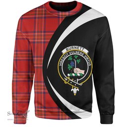 ScotsTee Shop Scottish Burnett of Leys Modern Clan Crest Personalized Tartan Sweatshirt Circle Style Back Shirt with Your Text
