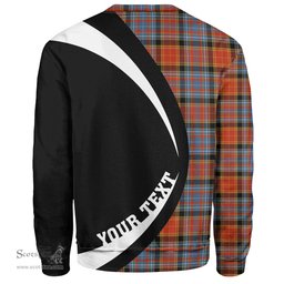 ScotsTee Shop Scottish Dalrymple of Castleton Ancient Clan Crest Personalized Tartan Sweatshirt Circle Style Back Shirt with Your Text
