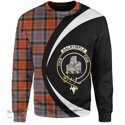 ScotsTee Shop Scottish Dalrymple of Castleton Ancient Clan Crest Personalized Tartan Sweatshirt Circle Style Back Shirt with Your Text