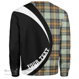 ScotsTee Shop Scottish Burns Modern Clan Crest Personalized Tartan Sweatshirt Circle Style Back Shirt with Your Text