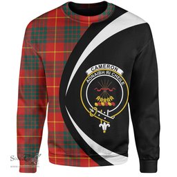 ScotsTee Shop Scottish Cameron Modern 2 Clan Crest Personalized Tartan Sweatshirt Circle Style Back Shirt with Your Text