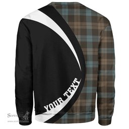 ScotsTee Shop Scottish Campbell of Lochawe Weathered 2 Clan Crest Personalized Tartan Sweatshirt Circle Style Back Shirt with Your Text