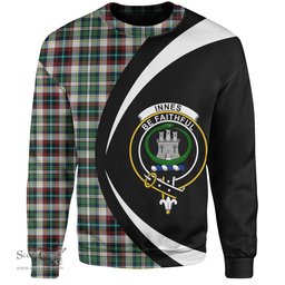 ScotsTee Shop Scottish Innes Dress Dance Clan Crest Personalized Tartan Sweatshirt Circle Style Back Shirt with Your Text