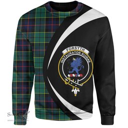 ScotsTee Shop Scottish Forsyth Modern Clan Crest Personalized Tartan Sweatshirt Circle Style Back Shirt with Your Text