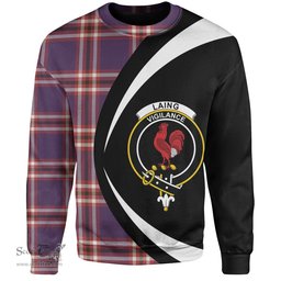 ScotsTee Shop Scottish Laing of Archiestown (Lang of Archiestown) Weathered Clan Crest Personalized Tartan Sweatshirt Circle Style Back Shirt with Your Text