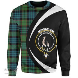 ScotsTee Shop Scottish Fletcher Family Ancient Clan Crest Personalized Tartan Sweatshirt Circle Style Back Shirt with Your Text