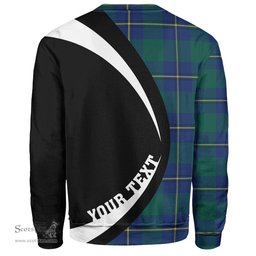 ScotsTee Shop Scottish Irvine of Bonshaw Modern Clan Crest Personalized Tartan Sweatshirt Circle Style Back Shirt with Your Text