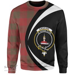 ScotsTee Shop Scottish Erskine Weathered Clan Crest Personalized Tartan Sweatshirt Circle Style Back Shirt with Your Text