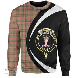 ScotsTee Shop Scottish Donachie of Brockloch Hunting Weathered Clan Crest Personalized Tartan Sweatshirt Circle Style Back Shirt with Your Text